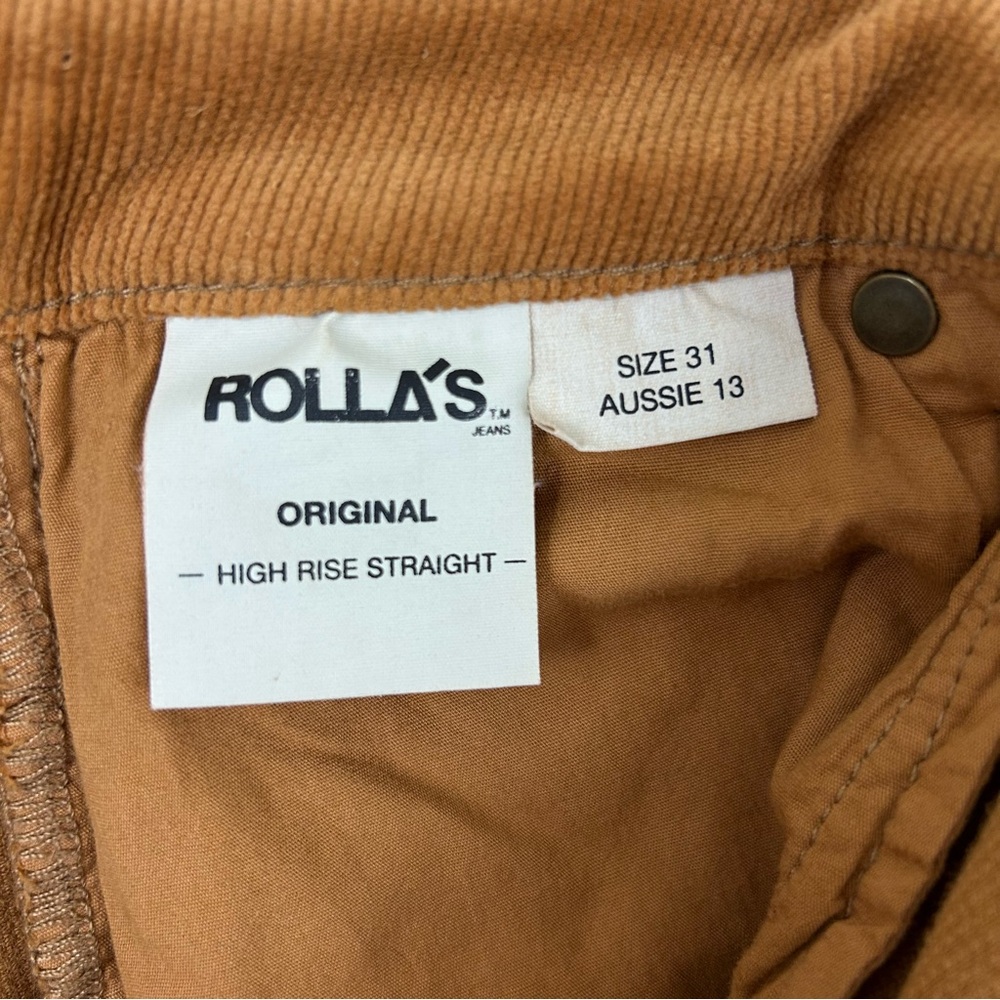 NWT ROLLA'S Brown High Rise Straight Corduroy Jeans Size 31 - Picture 4 of 5